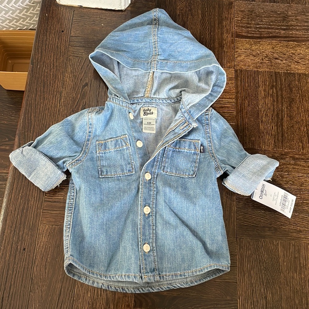 NWT OshKosh B’gosh hooded denim shirt - size 6 months